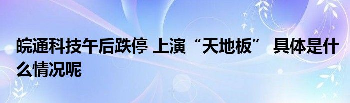 雷竞技APP皖通科技午后跌停 上演“天下板” 实在是什么情景呢